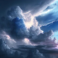 Dramatic colorful sky. Sunset. Stormy weather. 