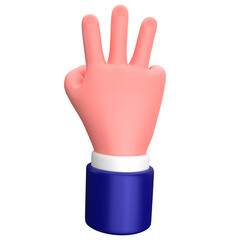 Businessman three finger hand gesture 3d illustration