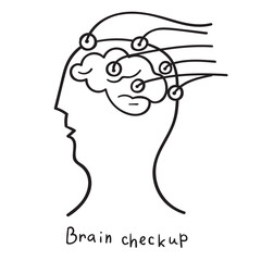 Medical concept. Brain checkup. Outline icon.