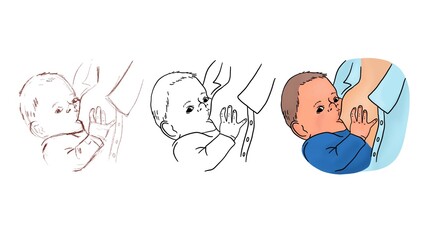 Mom and baby. A woman holds a baby in her arms. Breastfeeding a baby.