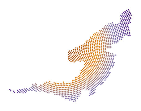 Bequia dotted map. Digital style shape of Bequia. Tech icon of the island with gradiented dots. Powerful vector illustration.