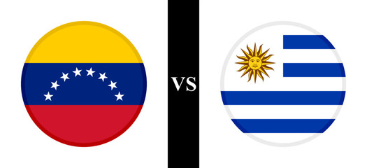 the concept of venezuela vs uruguay. flags of venezuelan and uruguayan. vector illustration