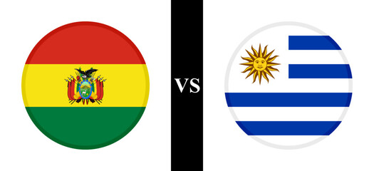the concept of bolivia vs uruguay. flags of bolivian and uruguayan. vector illustration