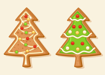 stock vector of cute christmas trees gingerbread cookies. food for christmas.