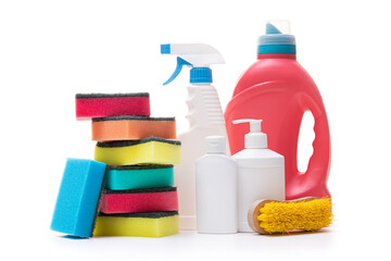 Cleaning product bottle and detergent isolated - 546192677