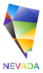 Bright colored Nevada shape. Multicolor geometric style US state logo. Modern trendy design. Authentic vector illustration.