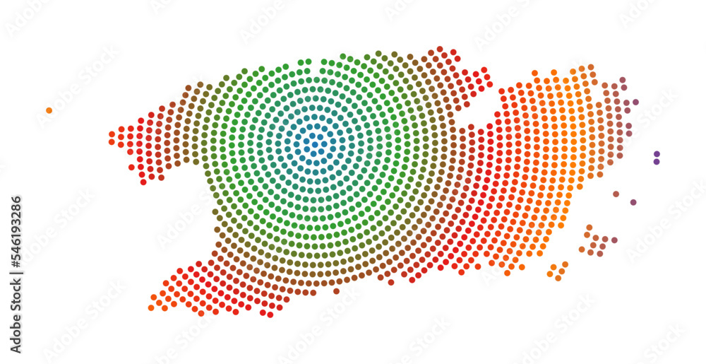Poster digital style dotted map of vis, an island in croatia. futuristic and abstract design with gradiente