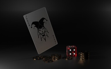 casino poker blackjack baccarat dice craps  Metal 3d render 3d rendering illustration