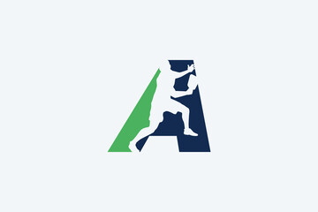 pickleball logo with a combination of the letter A and the silhouette of a pickleball player