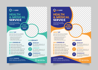 Modern Medical Flyer Template Design or Healthcare Business Leaflet or Dental Doctor Brochure Advertisement