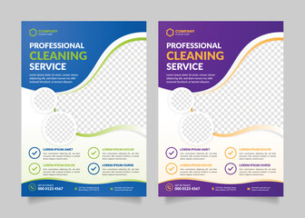 Cleaning Service Flyer Poster Leaflet Brochure Template Design