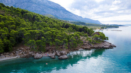 Plakat Landscape with Krvavica, dalmatian coast of Adriatic sea, Croatia