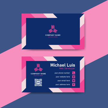 Blue and pink business identity card template concept