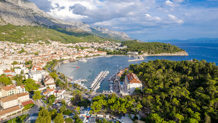 Aerial view of Makarska insummer, Croatia