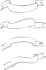 illustration of black and white banner ribbon set