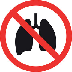 Respiratory danger sign. Lungs disease . Forbidden Signs and Symbols.