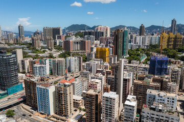 Naklejka premium Top view of Hong Kong city