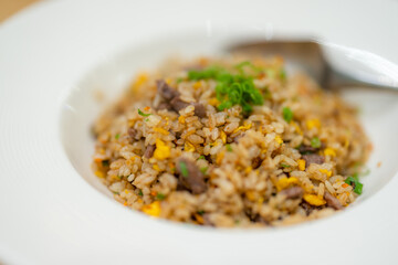 Fry rice with beef and egg