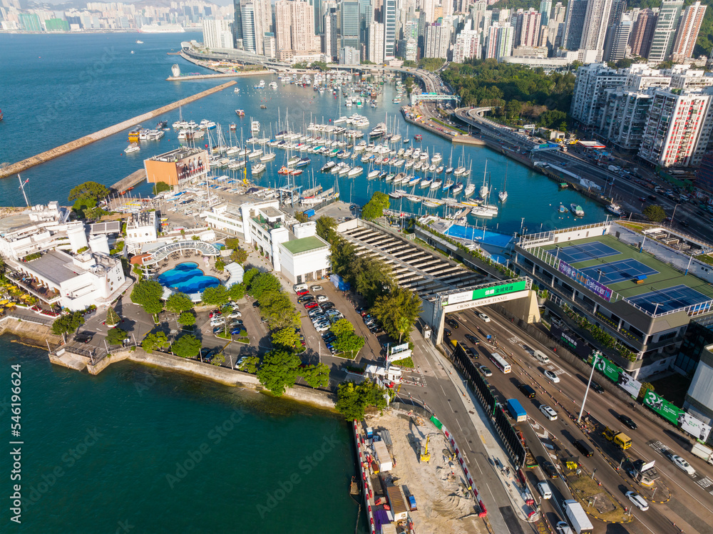 Wall mural Top view of Hong Kong Typhoon shelter