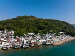 Fototapeta na wymiar Top view of fishing village in Kowloon side