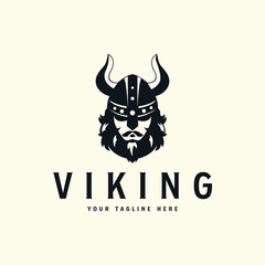 face viking vintage style logo vector template illustration design, helmet viking icon concept