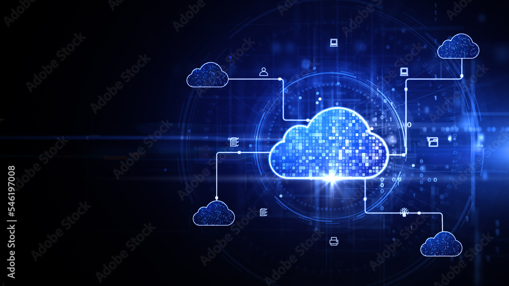 Aufkleber cloud computing services iot big data analysis cybersecurity, futuristic and technology artificial i