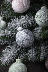 Fototapeta na wymiar Vintage hand made Christmas a tree ball