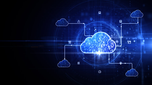 Cloud computing Services IOT Big Data Analysis Cybersecurity, Futuristic and Technology Artificial Intelligence, Technology digital Data Global network Connection, Abstract Background 3d Rendering