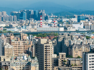 Fototapeta na wymiar Top view of the city in Linkou district in New Taipei City of Taiwan