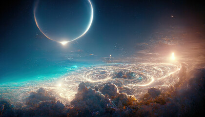 Sci fi fantasy cosmic halo landscape