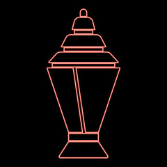 Neon ramadan kareem lantern or fanous red color vector illustration image flat style