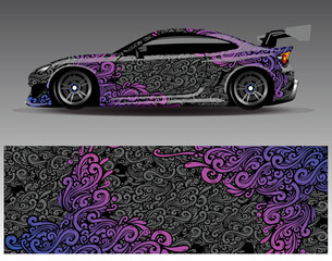 Car wrap design vector. Graphic abstract stripe racing background kit designs for wrap vehicle  race car  rally  adventure and livery