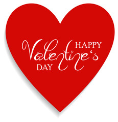 Happy Valentines Day kalligrafischer Gruß Vektor in weiß mit roten Herz. Weißer Hintergrund.
Für Hintergründe, Kalender, Einladungen, Grußkarten etc.
