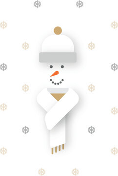 Christmas snowman with scarf shawl and hat illustration vector