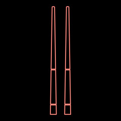 Neon chinese chopsticks red color vector illustration image flat style