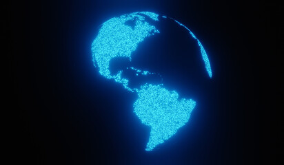 Holographic image of palnet Earth. 3d rendering.