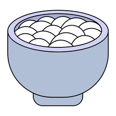 Mashed potatoes in a bowl. Delicious soup in a bowl. Color vector illustration. Cartoon style. Baby porridge in a cup. Isolated background. Idea for web design, menu.