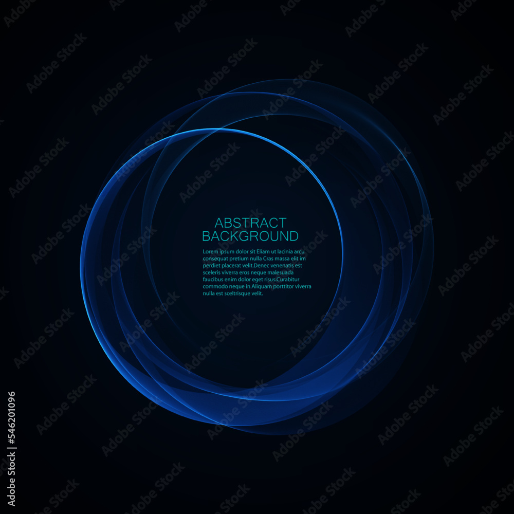 Poster abstract blue lines of movement in a circle. design element, frame.