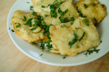 The Mendoans, a traditional food from soybean with flour, served in white plate