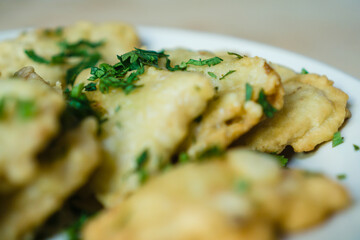 The Mendoans, a traditional food from soybean with flour, served in white plate