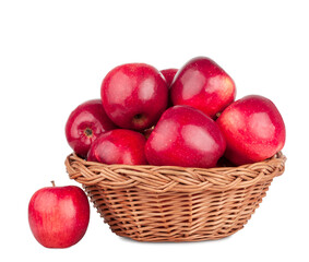 Fototapeta na wymiar Red apple basket isolated on a white background