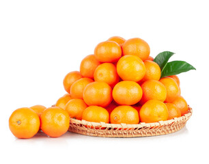 Fresh tangerine basket isolated on a white background