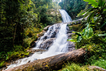 Naklejka na ściany i meble Beautiful Huai Sai Lueang waterfall in Inthanon National Park, Chiang Mai, Thailand