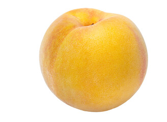 Yellow Peach isolated on white background, Fresh Yellow Peach Fruit on White PNG File