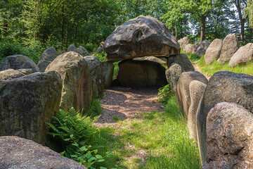 Standing inside Dolmen 25a-c known as the Kleinenkneter Stones in Wildeshausen