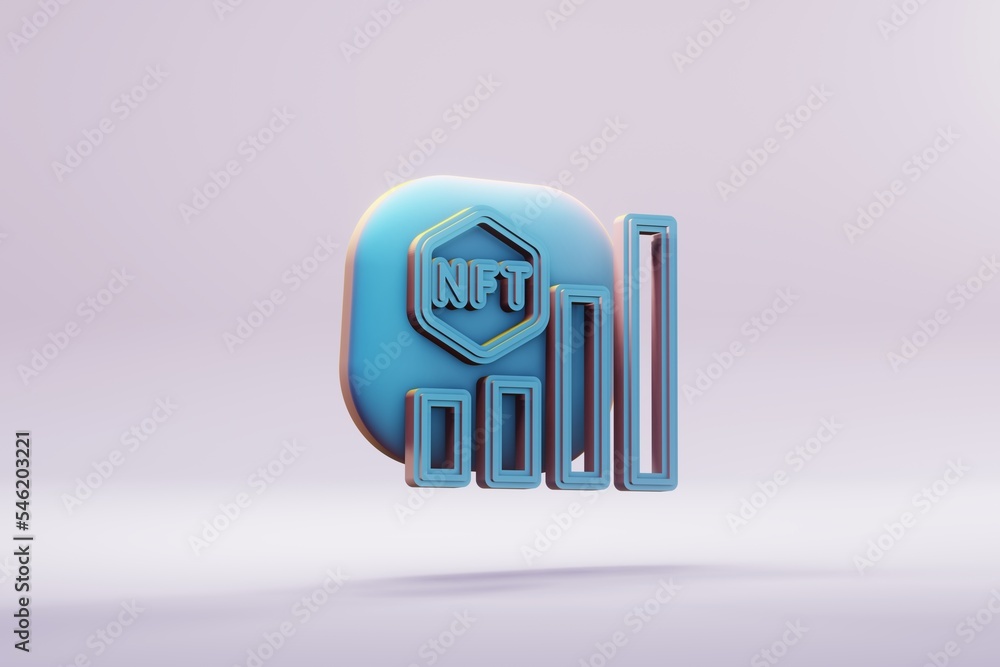 Aufkleber Beautiful illustrations abstract blue NFT Bar Chart symbol icon on a bright background. 3d rendering illustration. Background pattern for design.