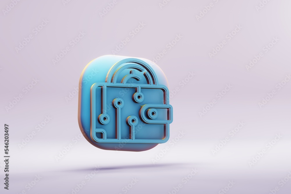Poster beautiful abstract illustrations blue digital wallet symbol icons on a wonderful background. 3d rend