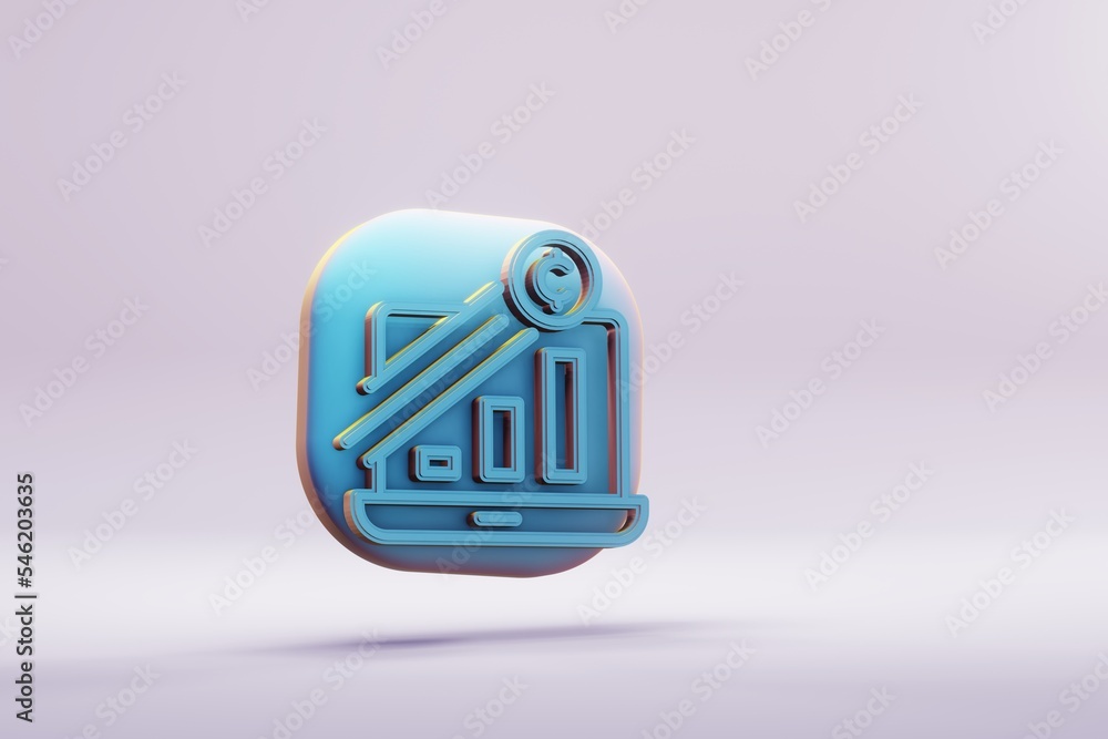 Poster Beautiful abstract illustrations blue Blockchain Statistics symbol icons on a wonderful background. 3d rendering illustration. Background pattern for design..