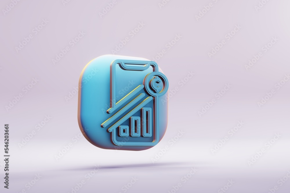 Aufkleber Beautiful abstract illustrations blue Blockchain Statistics symbol icons on a wonderful background. 3d rendering illustration. Background pattern for design..