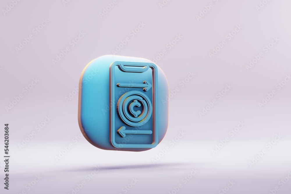 Poster beautiful abstract illustrations blue coin exchange symbol icons on a wonderful background. 3d rende